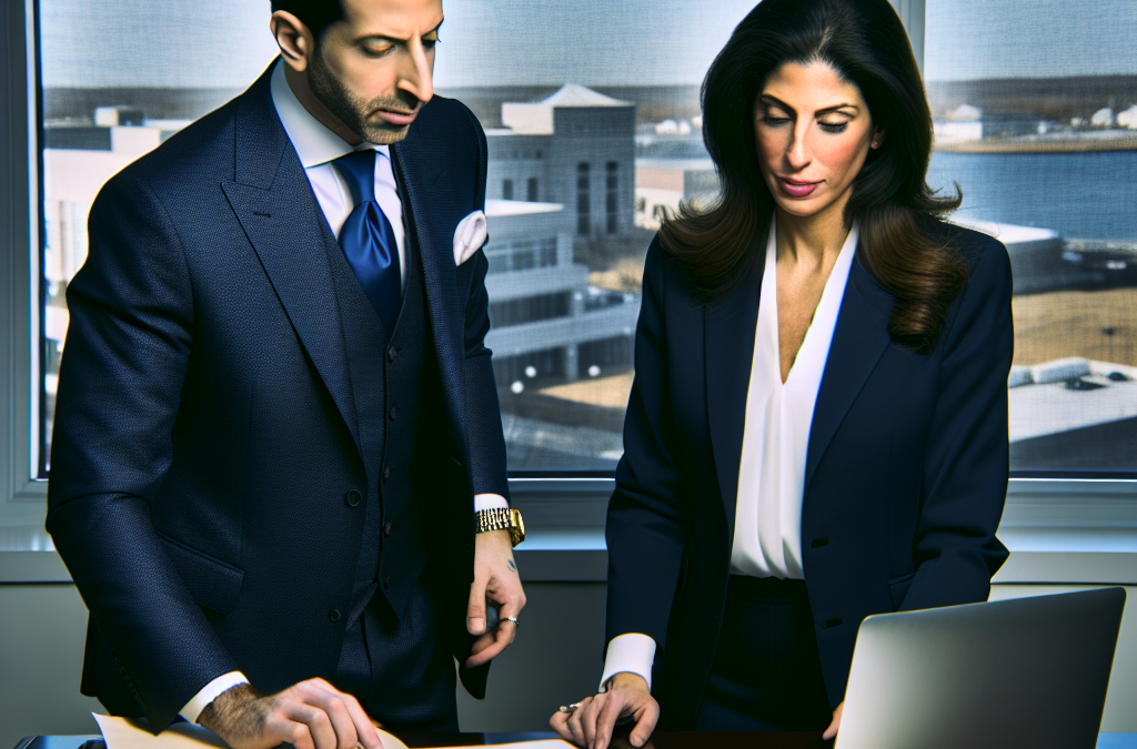 Real estate attorney reviewing property documents in a modern New Jersey office