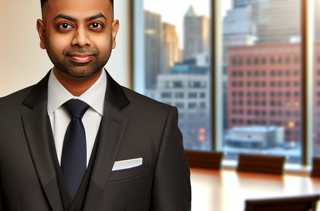 Professional real estate attorney and businessman in a modern Morristown office setting